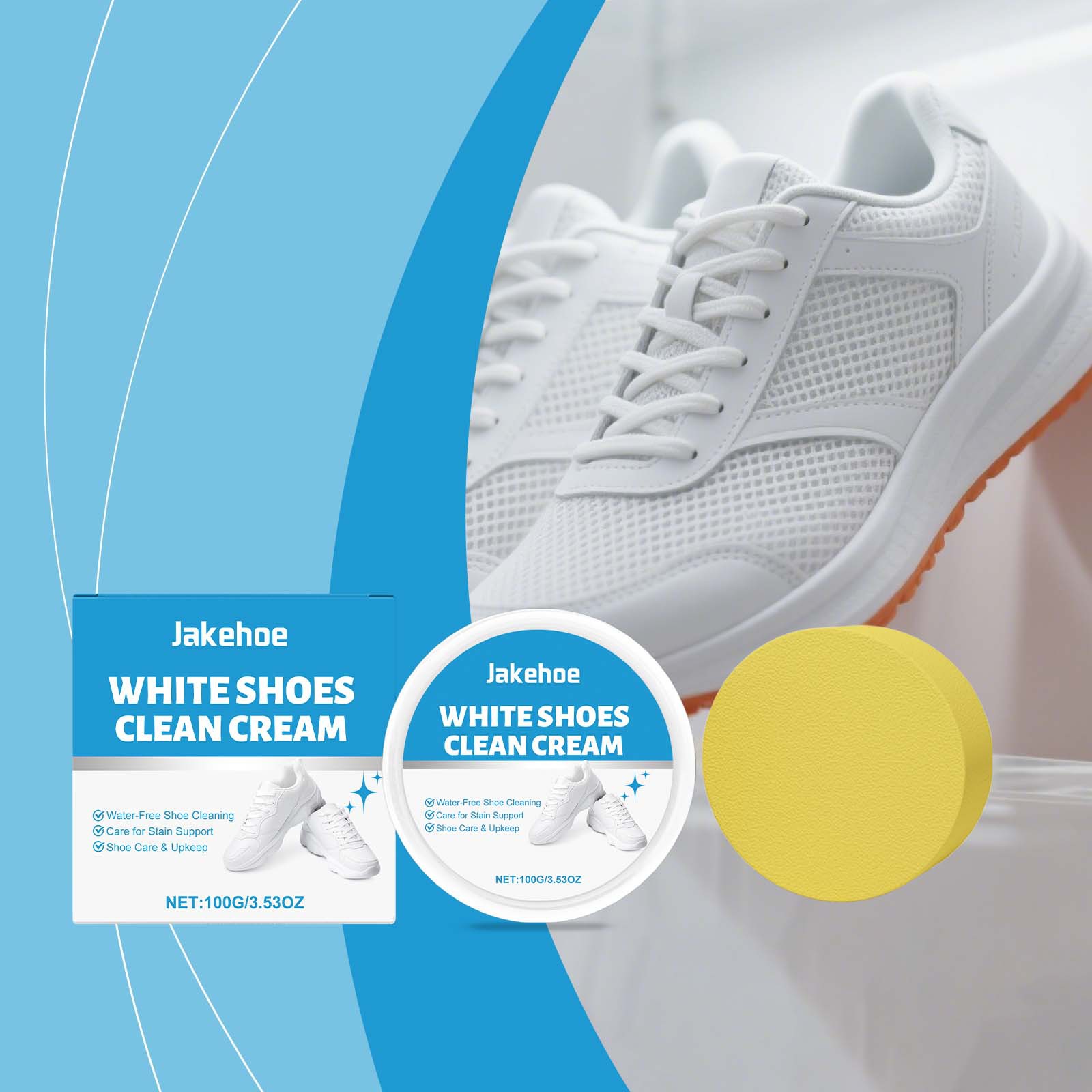 Sneaker Care Whitener - Crema detergente per scarpe bianche, rimuovi